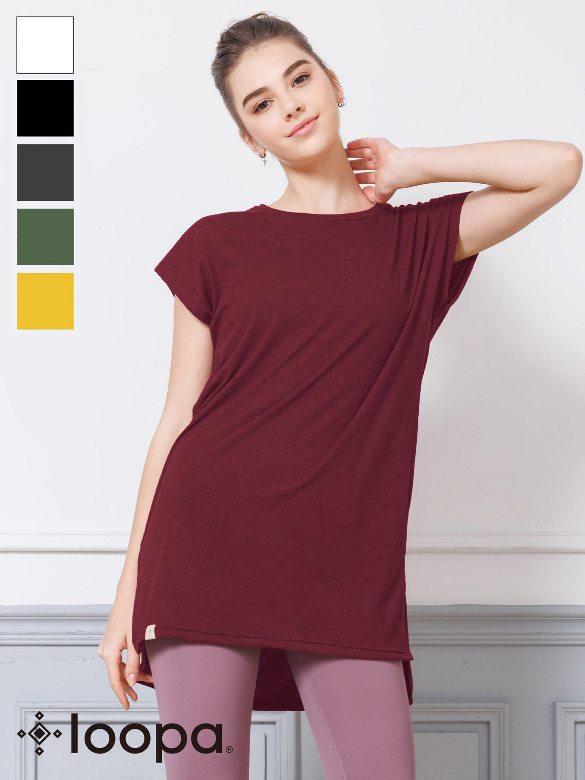 [Loopa] ルーパ サイドスリット チュニック Tee / side slit tunic tee