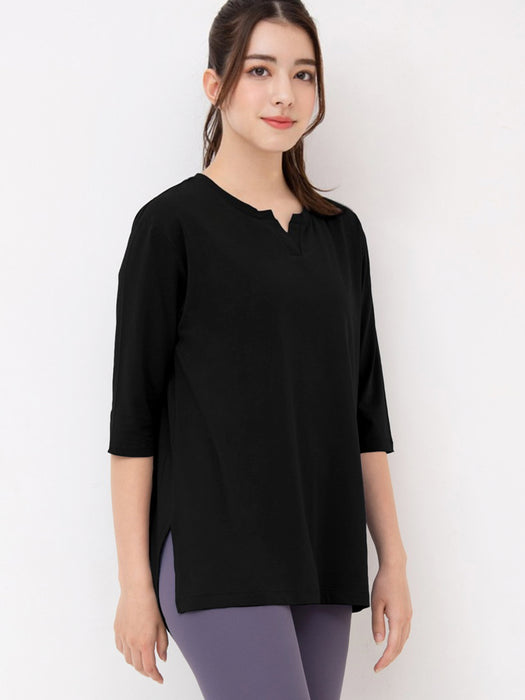 [Loopa] ルーパ キーネックロングTシャツ Yogawear Keyneck Long T-Shirts