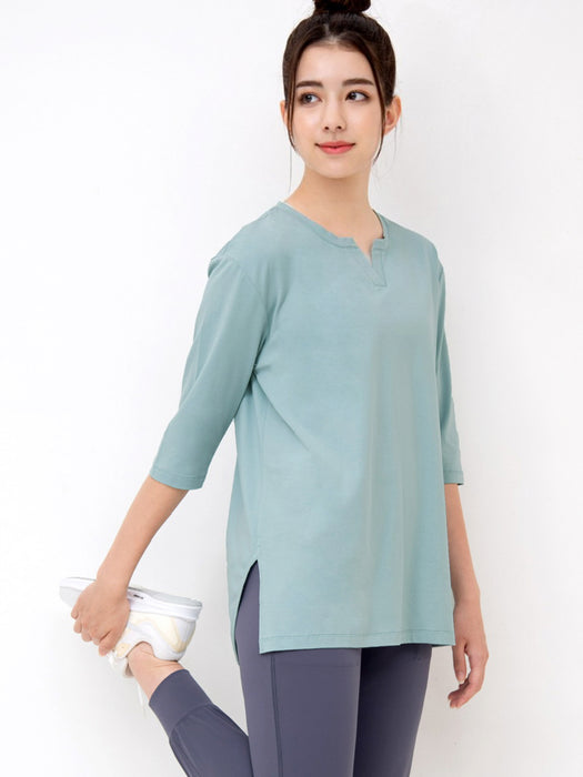 [Loopa] ルーパ キーネックロングTシャツ Yogawear Keyneck Long T-Shirts