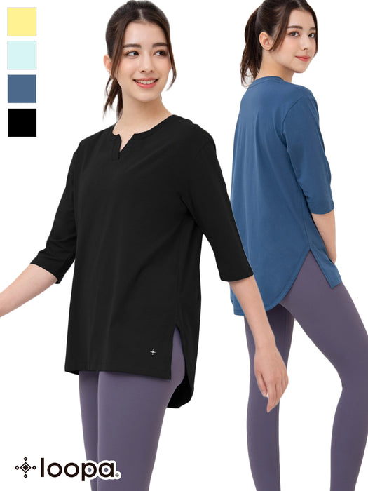 [Loopa] ルーパ キーネックロングTシャツ Yogawear Keyneck Long T-Shirts