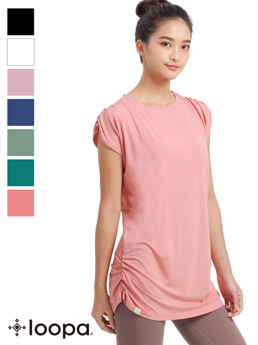 期間限定SALE[Loopa] ルーシュ ロング Tシャツ Yoga Roush long Tee