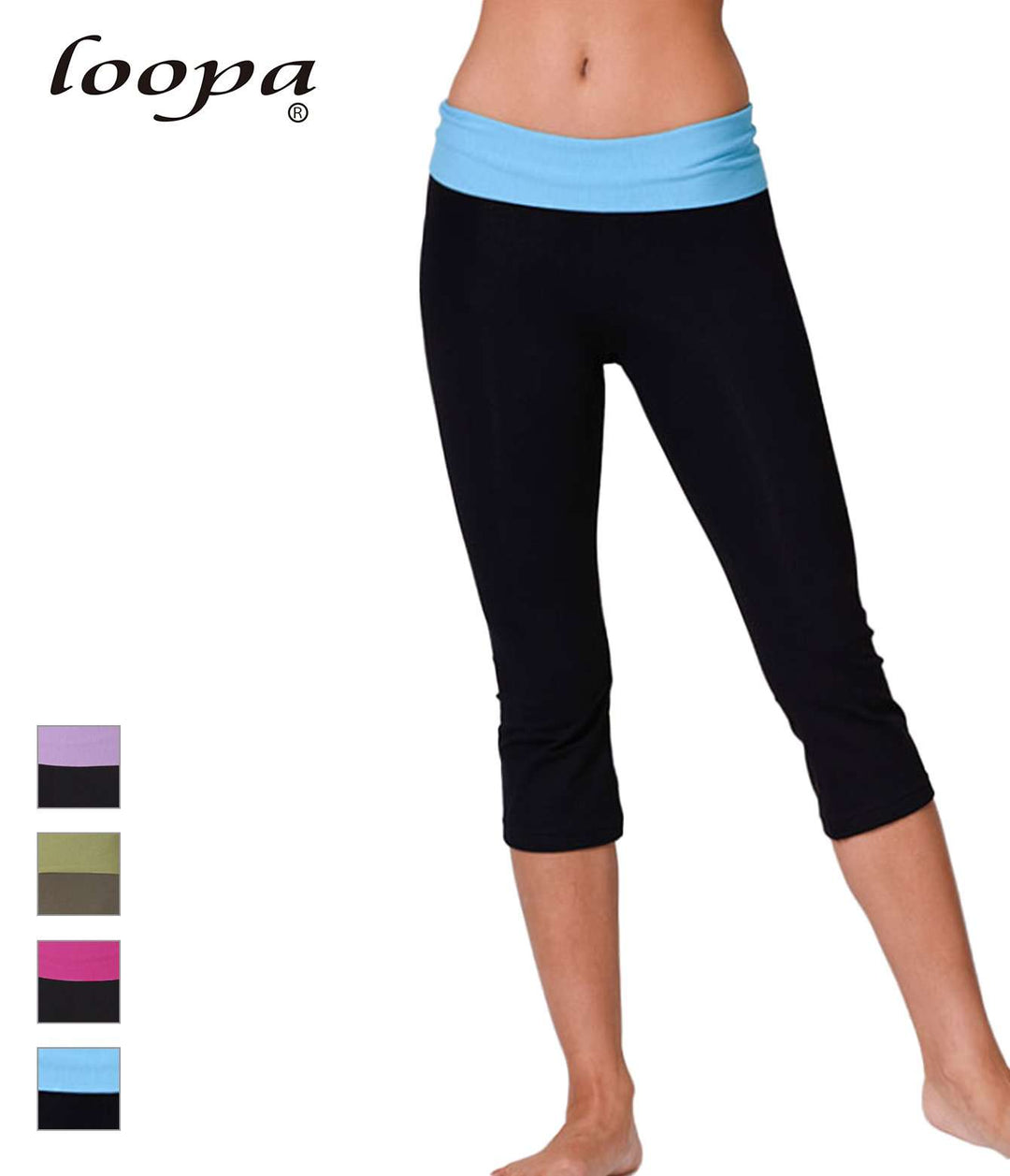 [Loopa] Cotton Lycra Capri Yoga Trousers 2Tone